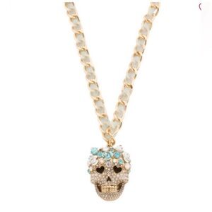 Betsey Johnson Floral Skull Chain Necklace